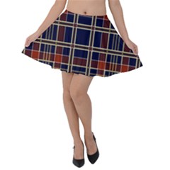 Plaid Tartan Scottish Navy Gold Velvet Skater Skirt by Wegoenart