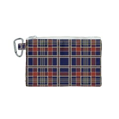 Plaid Tartan Scottish Navy Gold Canvas Cosmetic Bag (small) by Wegoenart