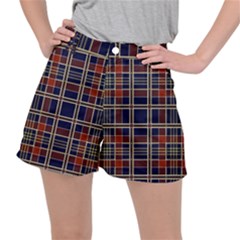 Plaid Tartan Scottish Navy Gold Stretch Ripstop Shorts