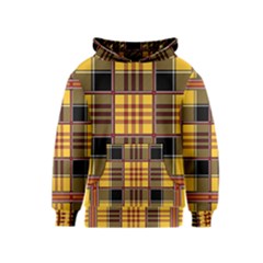 Plaid Tartan Scottish Yellow Red Kids  Pullover Hoodie by Wegoenart