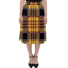 Plaid Tartan Scottish Yellow Red Classic Midi Skirt by Wegoenart