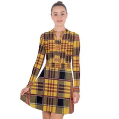 Plaid Tartan Scottish Yellow Red Long Sleeve Panel Dress by Wegoenart