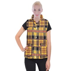 Plaid Tartan Scottish Yellow Red Women s Button Up Vest