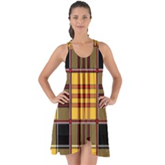 Plaid Tartan Scottish Yellow Red Show Some Back Chiffon Dress by Wegoenart