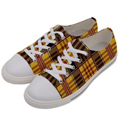 Plaid Tartan Scottish Yellow Red Women s Low Top Canvas Sneakers by Wegoenart