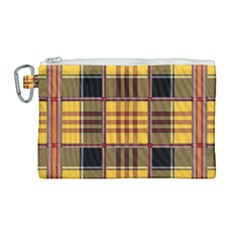 Plaid Tartan Scottish Yellow Red Canvas Cosmetic Bag (large) by Wegoenart