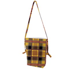 Plaid Tartan Scottish Yellow Red Folding Shoulder Bag by Wegoenart