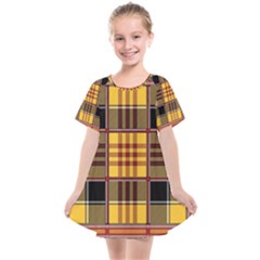 Plaid Tartan Scottish Yellow Red Kids  Smock Dress by Wegoenart