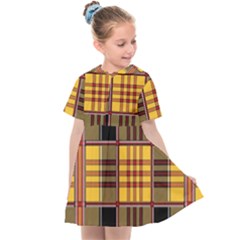 Plaid Tartan Scottish Yellow Red Kids  Sailor Dress by Wegoenart