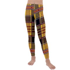 Plaid Tartan Scottish Yellow Red Kids  Lightweight Velour Leggings