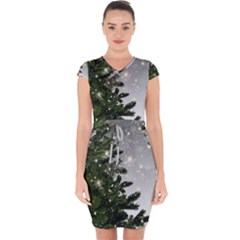 Christmas Fir Tree Mockup Star Capsleeve Drawstring Dress  by Wegoenart