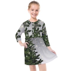 Christmas Fir Tree Mockup Star Kids  Quarter Sleeve Shirt Dress by Wegoenart