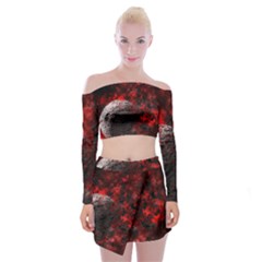 Planet Explode Space Universe Off Shoulder Top With Mini Skirt Set by Wegoenart