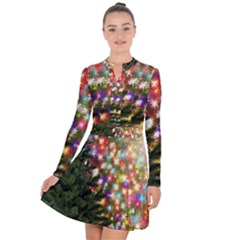 Christmas Tree Fir Tree Star Long Sleeve Panel Dress by Wegoenart