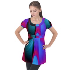 Abstract Art Abstract Background Puff Sleeve Tunic Top