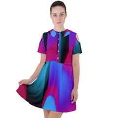 Abstract Art Abstract Background Short Sleeve Shoulder Cut Out Dress 