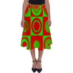 Red Green Christmas Background Perfect Length Midi Skirt by Wegoenart