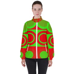 Red Green Christmas Background High Neck Windbreaker (women) by Wegoenart