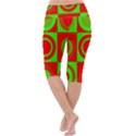 Red Green Christmas Background Lightweight Velour Cropped Yoga Leggings View4