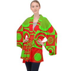 Red Green Christmas Background Velvet Kimono Robe by Wegoenart