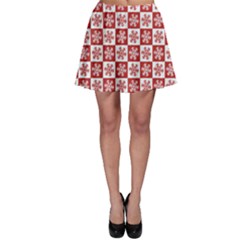 Snowflake Red White Skater Skirt by Wegoenart