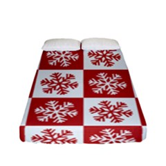 Snowflake Red White Fitted Sheet (full/ Double Size) by Wegoenart