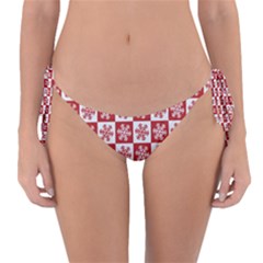 Snowflake Red White Reversible Bikini Bottom by Wegoenart