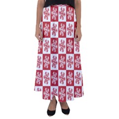 Snowflake Red White Flared Maxi Skirt by Wegoenart