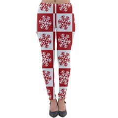 Snowflake Red White Lightweight Velour Leggings by Wegoenart