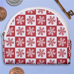 Snowflake Red White Horseshoe Style Canvas Pouch