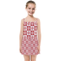 Snowflake Red White Kids Summer Sun Dress by Wegoenart