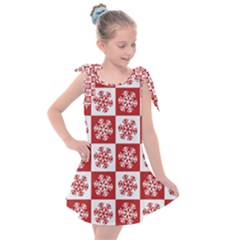 Snowflake Red White Kids  Tie Up Tunic Dress by Wegoenart