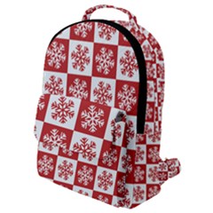 Snowflake Red White Flap Pocket Backpack (small)