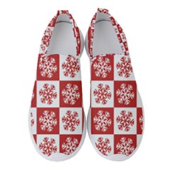 Snowflake Red White Women s Slip On Sneakers by Wegoenart