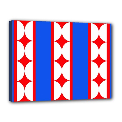 Stars Stripes July 4th Flag Blue Canvas 16  X 12  (stretched) by Wegoenart