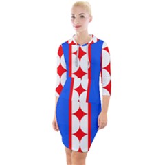 Stars Stripes July 4th Flag Blue Quarter Sleeve Hood Bodycon Dress by Wegoenart