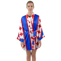 Stars Stripes July 4th Flag Blue Long Sleeve Kimono Robe by Wegoenart