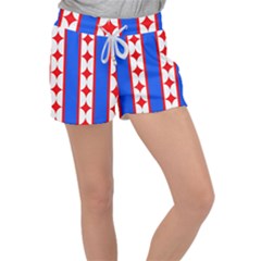 Stars Stripes July 4th Flag Blue Women s Velour Lounge Shorts by Wegoenart