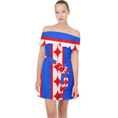 Stars Stripes July 4th Flag Blue Off Shoulder Chiffon Dress by Wegoenart