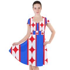 Stars Stripes July 4th Flag Blue Cap Sleeve Midi Dress