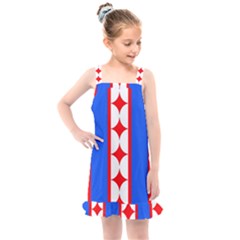 Stars Stripes July 4th Flag Blue Kids  Overall Dress