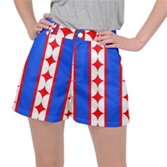 Stars Stripes July 4th Flag Blue Stretch Ripstop Shorts by Wegoenart