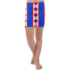 Stars Stripes July 4th Flag Blue Kids  Lightweight Velour Capri Yoga Leggings