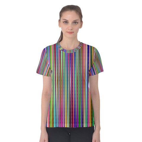 Striped Stripes Abstract Geometric Women s Cotton Tee by Wegoenart