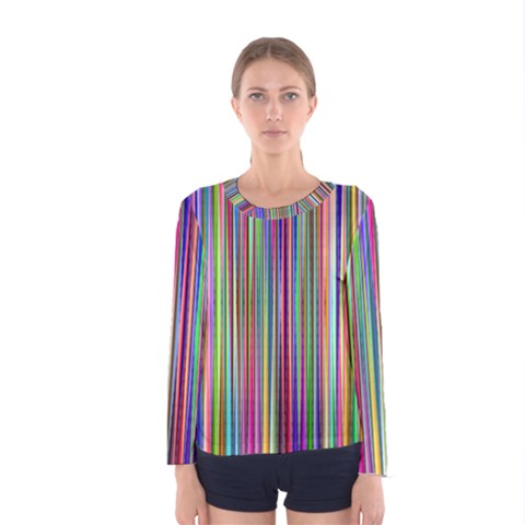 Striped Stripes Abstract Geometric Women s Long Sleeve Tee by Wegoenart