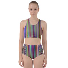 Striped Stripes Abstract Geometric Racer Back Bikini Set by Wegoenart