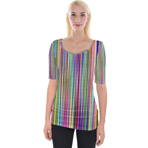 Striped Stripes Abstract Geometric Wide Neckline Tee by Wegoenart