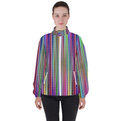 Striped Stripes Abstract Geometric High Neck Windbreaker (women) by Wegoenart