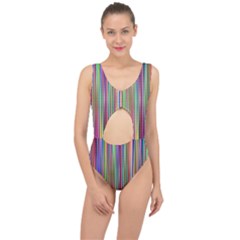 Striped Stripes Abstract Geometric Center Cut Out Swimsuit by Wegoenart