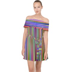 Striped Stripes Abstract Geometric Off Shoulder Chiffon Dress